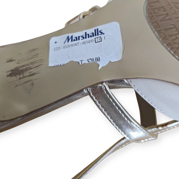 Ellen Tracy Bailey Beige Gold Slingback Kitten Heel Pump 7.5 - Picture 11 of 11